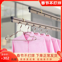 Balcony clothes rack drying rack lifting clothes rack double bar hand indoor clothes rack American household manual