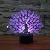 Creative Peacock 3d Small Night Light Led Seven Color Touch visual bedroom up to night feeding Bedside Table Lamp Surprise Gift