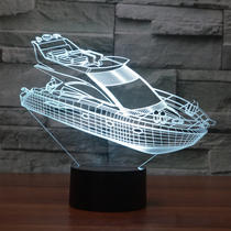 Creative Yacht 3d Small Night Light Three-dimensional Vision Bedroom Atmosphere Light Hotel Bar Decorate Table Lamp Birthday Present