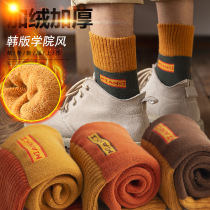 Wool socks mens autumn and winter velvet thickened cotton mid-tube spring and autumn cotton socks warm stockings tide towel socks long tube