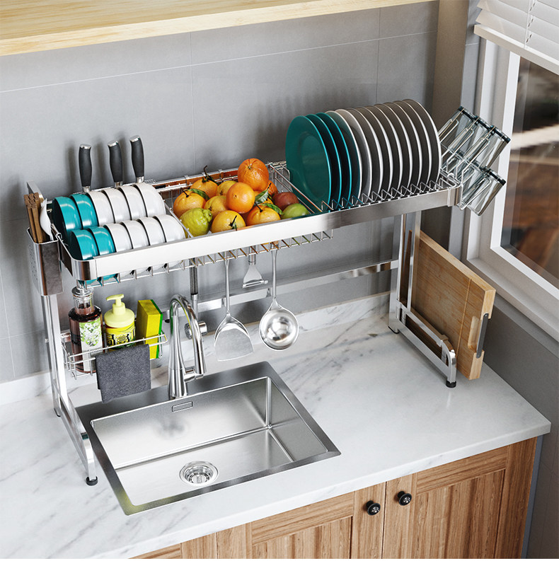 不锈钢伸缩水槽置物架晾碗架沥水架厨房用品放碗筷收纳架家用大全_领