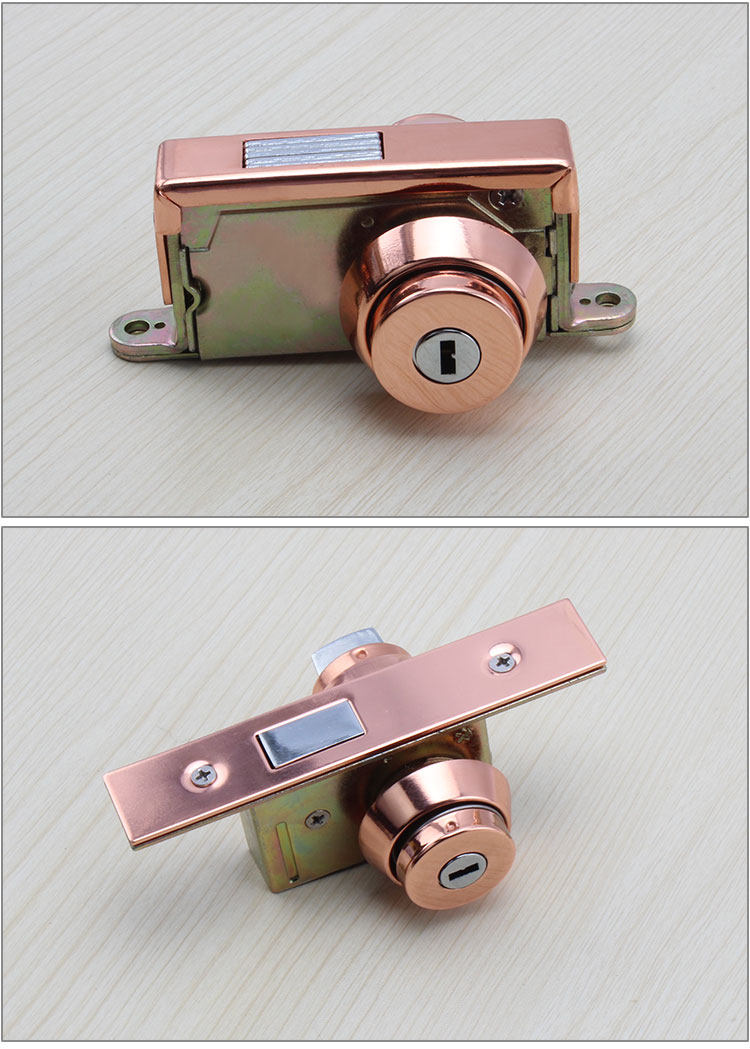 玫瑰金色木门锁铝合金门锁玻璃有框门地锁不锈钢门地锁地弹簧门锁