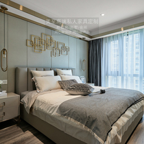 Minimalist modern solid wood Twin Beds Light Lavish Style Cow Leather Bed Bedroom Wedding Bed 1 8 m Large bed-like inter-board furniture