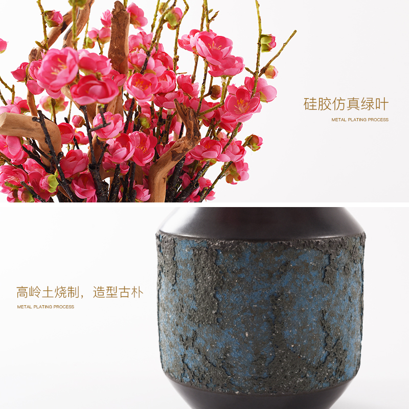 New Chinese style example room sales department zen simulation porch ark side red name plum bonsai the plants produce ceramics furnishing articles