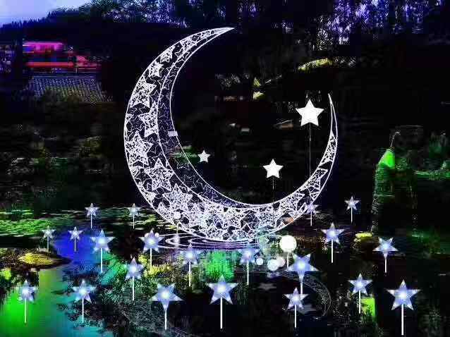 led月亮星星造型灯户外防水 景观公园广场草坪亮化节日装饰灯光节