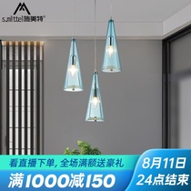 Modern and simple led dining chandelier Three-headed crystal chandelier Glass lighting bar table Cafe restaurant chandelier