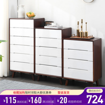 Nordic solid wood bucket cabinet American bedroom living room Simple modern five bucket cabinet storage locker Full solid wood drawer type