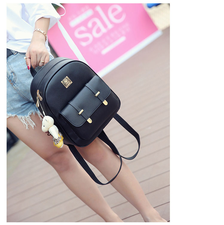 女裝背包 包包雙肩包女日韓版軟皮pu潮皮帶裝飾子母背包旅行小背包學生書包 女裝錢包
