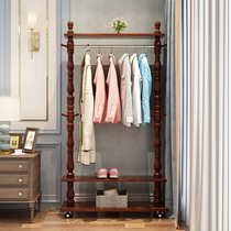 Solid wood clothes hat rack floor hanger bedroom Easy mobile home modern minimalist rack hanging clothes hanger