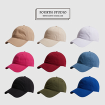 Solid color soft top baseball cap Street all-match light body visor hat Trendy men and women couples rose red curved eaves cap