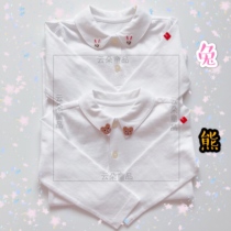 (Little Rabbit Bear * super cute) 2021 autumn new boys and girls white cotton lapel shirt T-shirt