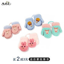 Baby gloves autumn and winter 0-1-2 years old 3 baby baby gloves children children children warm and velvet thick cute