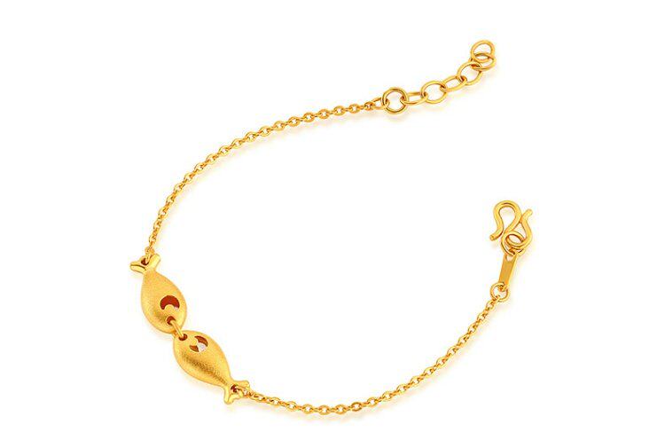 千叶珠宝keer比目鱼足金手链黄金手链手饰正品999足金手链含工费_7折