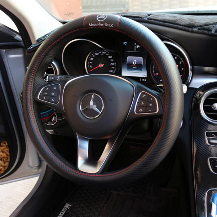 奔驰glc gla c级a级b级 glk300 c200l高档碳纤真皮方向盘套四季