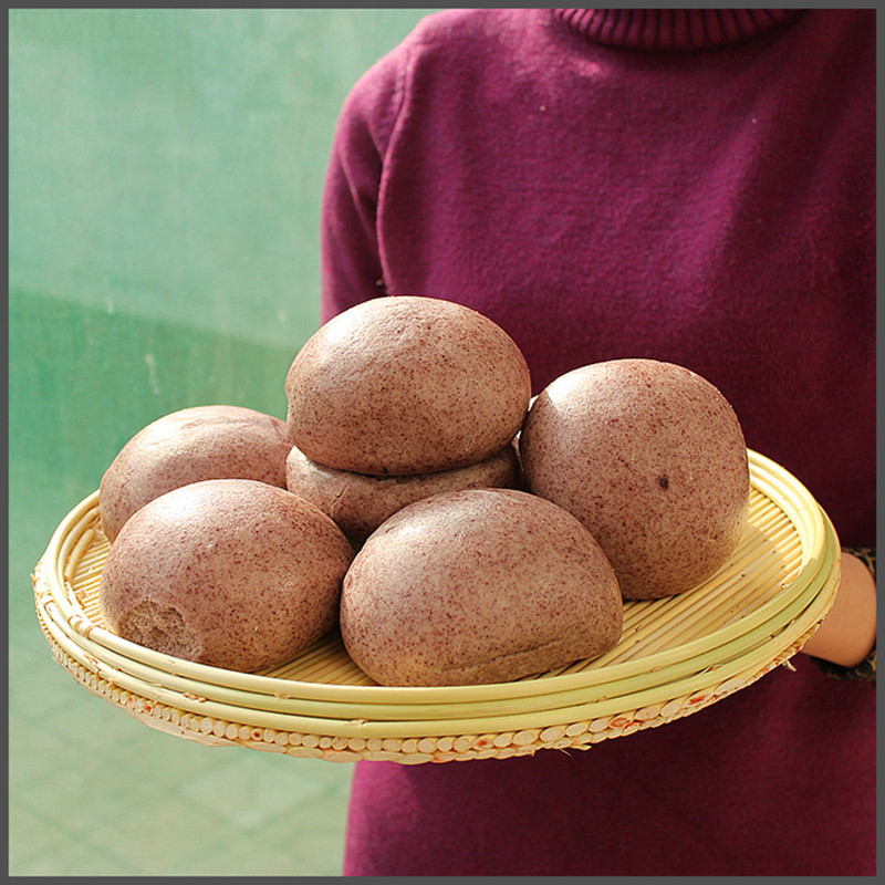 现做现发送咸菜!山东手工老面黑米馒头不加糖荞麦大馍馍小麦包子