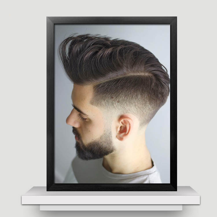 男士复古油头发型装饰画美发店装饰图片海报发现代装饰画廊挂画理