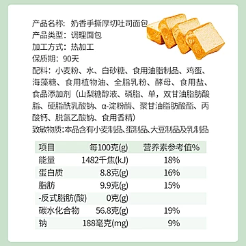 巨源厚切片吐司手撕面包整箱1kg[5元优惠券]-寻折猪