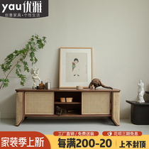 Nordic vines chic TV cabinet original wood color American retro containing cabinet method creative folk and hollow dining side cabinet custom-made