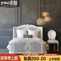 Law-style bedroom vine art double wedding bed American solid wood carved 1 51 8 m princess bed antique to old folk sleeping