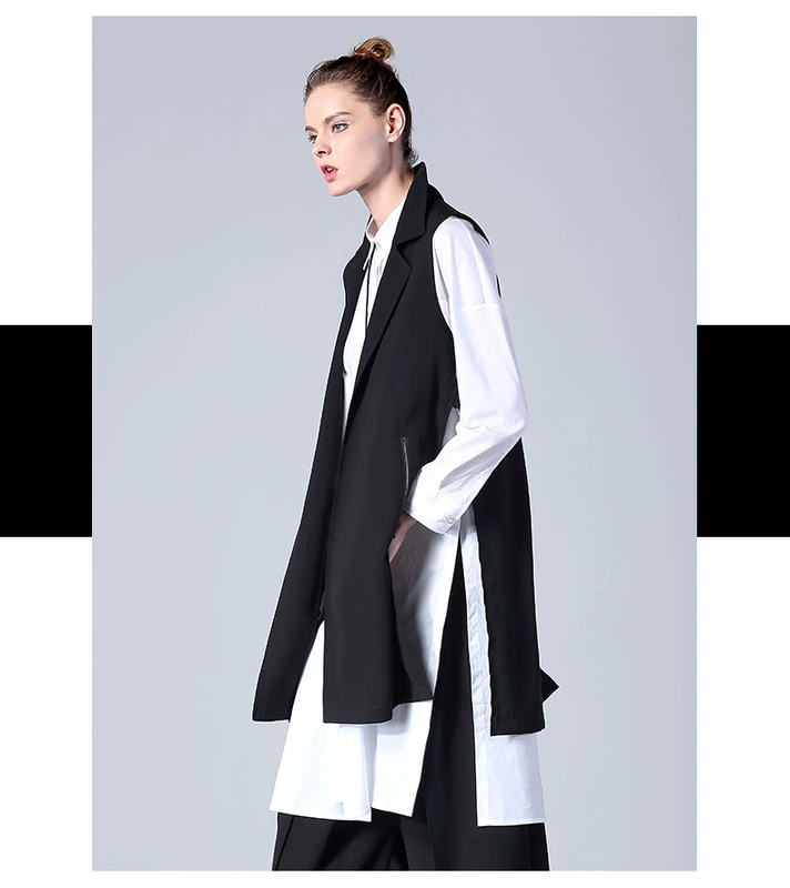 odbo Opel quần áo của phụ nữ thời trang ban đầu thương hiệu thời trang mùa xuân đơn giản cá tính thiết kế cảm giác áo khoác vest dài giữa áo khoác ghi lê phụ nữ - Áo vest