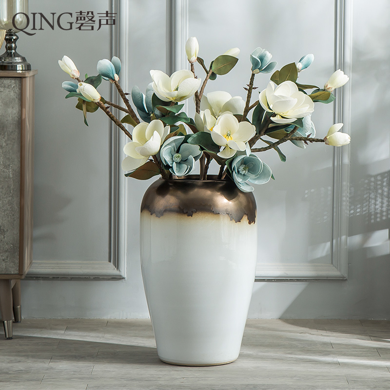 Jingdezhen ceramic big vase furnishing articles sitting room ground large modern European - style villa hotel decoration decoration floral outraged