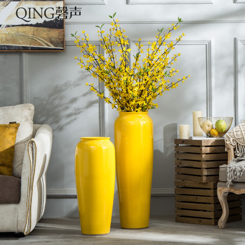 Jingdezhen ceramic vase landing, TV ark, yellow large dry flower arranging I and contracted sitting room adornment furnishing articles