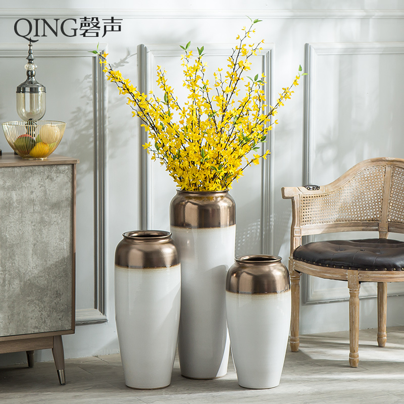 Jingdezhen ceramic vase big sitting room ground large I and contracted dry flower flower arranging hotel porch decorate furnishing articles