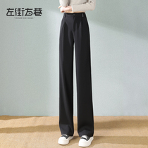Wide leg pants with high waist pituality lengthened 2022 Summer thin new straight cylinder Lean Senior Casual Tug Suit Pants