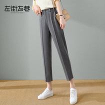 Grey Western Dress Pants Woman Little Guy Spring Autumn Smoke Tubes Pants Straight Barrel Loose High Waist Pro 80% Casual Harun Pants