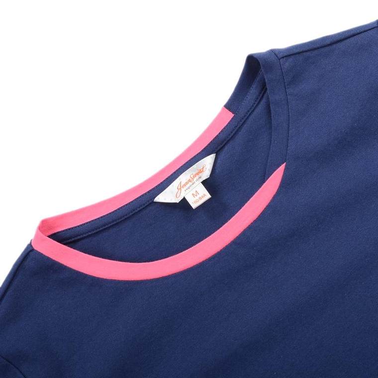 Jeanswest/真维斯女装 2015夏装新款 百搭圆领撞色短袖T恤