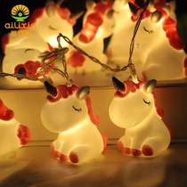 The new glue unicorn bedroom night light girl heart Christmas decoration color glue light string intelligent voice control