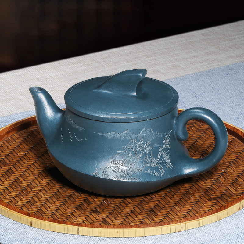 Mingyuan tea pot of yixing are it by pure manual undressed ore green plain sailing kung fu tea tea set of the republic of China