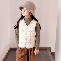 Winter new girls 90 white duck down three-proof down vest light inner tank big children can wear warm vests outside