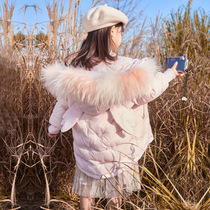 2021 Winter Childrens down jacket girl medium long Korean version of small wings thick white duck feather coat