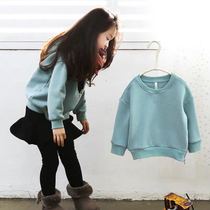 Korean girl sweater 2021 Autumn New Baby plus velvet coat cotton foreign-style small and medium children Joker jumper