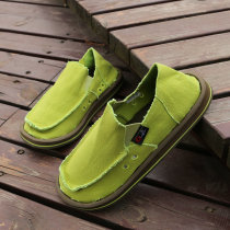 Summer Korean version trendy low help for mens sails shoes casual breathable cloth shoes One foot pedal sloppy shoes Shoe Beggar Shoes