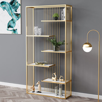 Nordic wrought iron light luxury shelf Floor-to-ceiling bookshelf Multi-layer storage rack Storage rack Office household partition rack