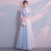 Banquet evening dress 2021 new autumn Korean dress wedding adult ceremony annual performance dress cheongsam