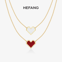 HEFANG Gold jewelry Confession K gold necklace 18k gold female diamond pendant Color gold clavicle chain Birthday gift