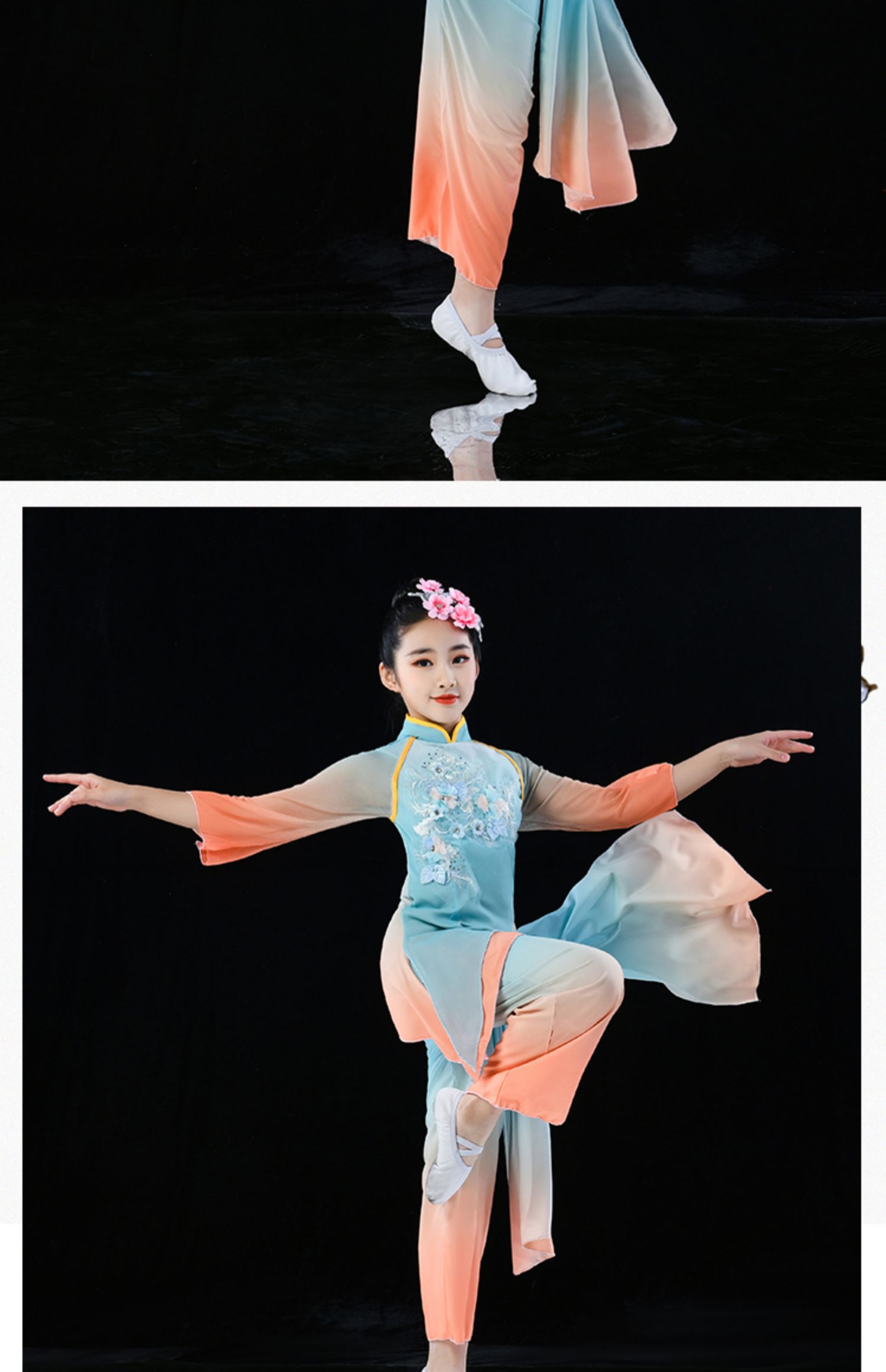 儿童古典舞演出服飘逸中国风舞蹈服装女童古风汉服艺考表演扇子舞