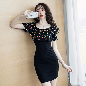 New Sequin one shoulder dress with slim fit and splicing in Japan and South Korea