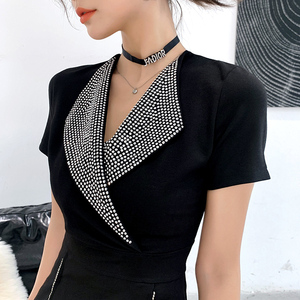 New net red same hot stamping suit collar fashionable two piece dress