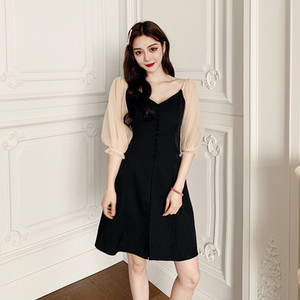 2020 summer new style bubble sleeve mesh fashion A-line dress