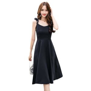 Fashionable women’s feeling Japanese and Korean style new black temperament show thin dress