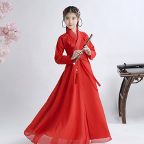 Childrens Hanfu fresh Meng Super Fairy cute Chinese style skirt Elegant princess dress Guzheng performance suit Costume woman