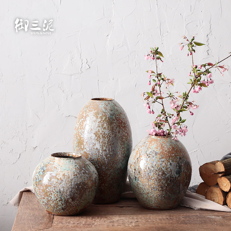 Jingdezhen ceramic dry flower vase hand made Japanese teahouse zen flower - pot manual TaoHua much flesh POTS