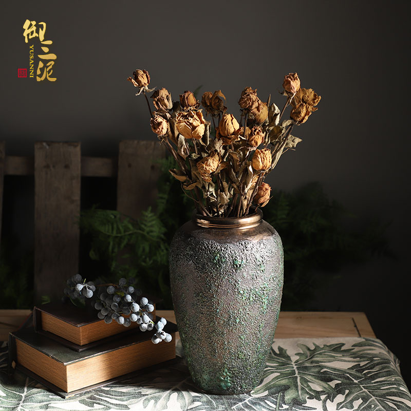 Jingdezhen coarse some ceramic pot hydroponic dried flower flower vase landing roses sitting room adornment vase restoring ancient ways furnishing articles