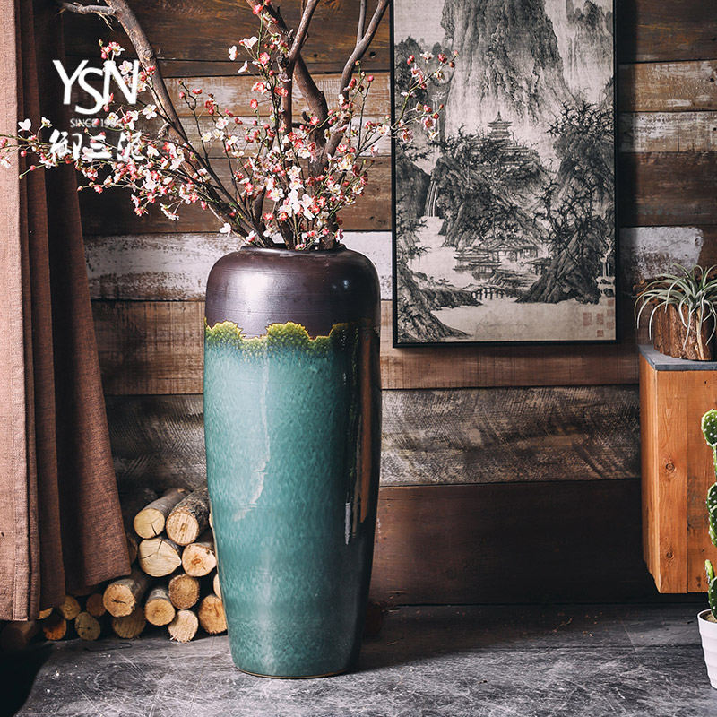 Royal light three mud jingdezhen ceramic vase key-2 luxury ground simulation flower flower arranging furnishing articles villa hotel sitting room adornment