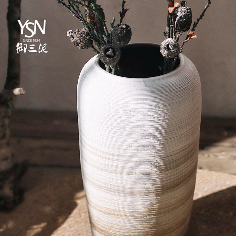 Royal clay ceramic vases, I and contracted landing three northern wind does coarse dry flower is placed some ceramic pot sitting room adornment