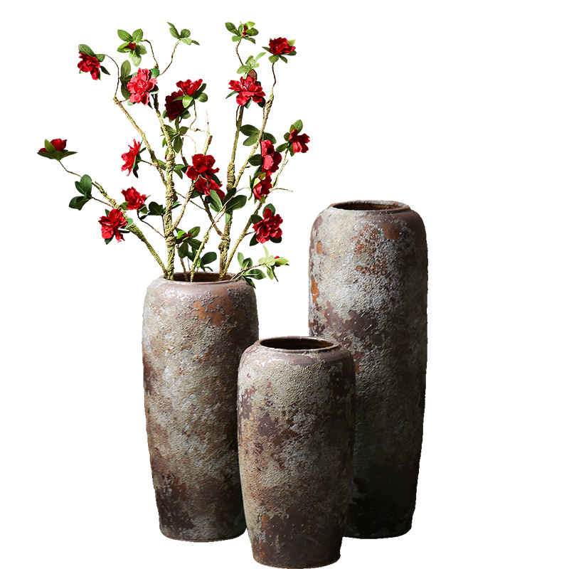 Ground vase large rural Chinese style restoring ancient ways is inserted dried flowers coarse pottery sitting room hotel villa do old ceramic furnishing articles